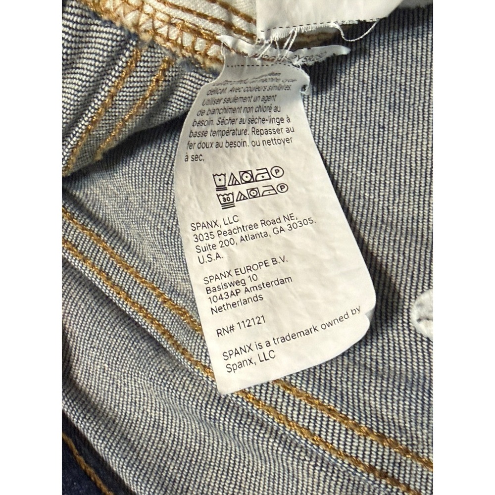 Spanx Wide Leg Jeans Womens Size L Blue Denim High Rise Pull On Excellent - Picture 8 of 13